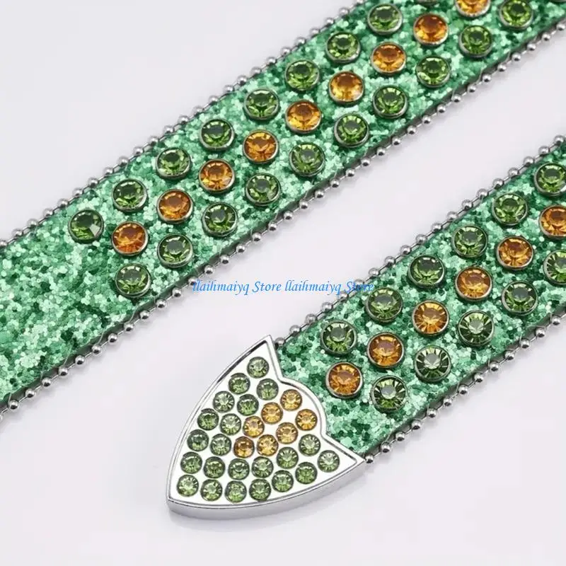 573B Fashion Adult Belt Sequins Waist Belt Wear Resistant Shimmering Belt