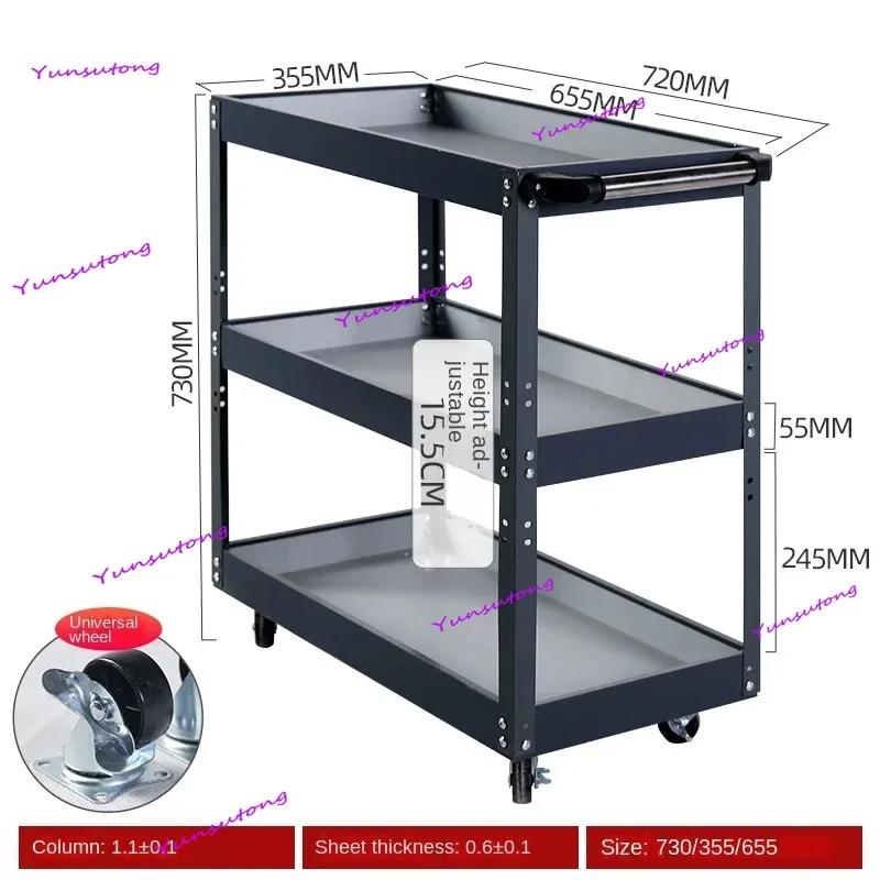 

3-слойная регулируемая полка, тележка для инструментов, ящик для инструментов, тележка для инструментов с бесшумными колесами, держатель для мастерской, шкаф, гаражный верстак, бесплатные крючки
