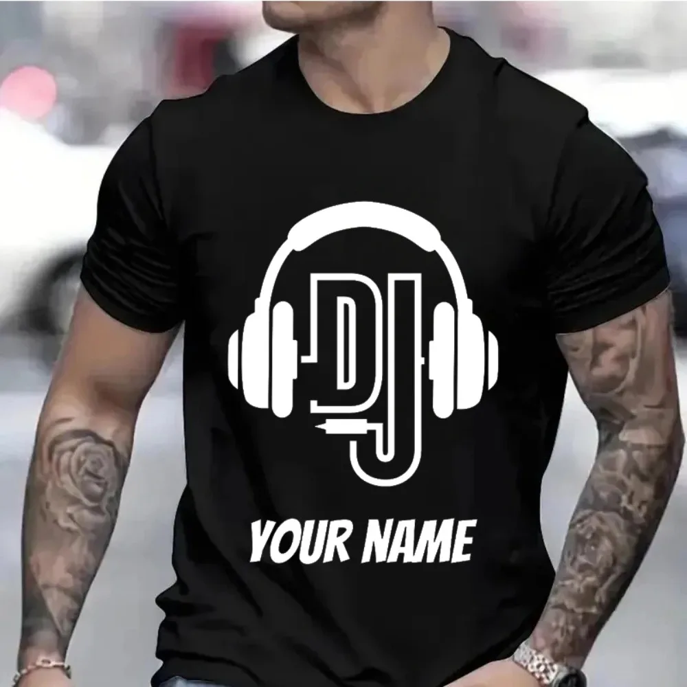 Personalised Name Dj T Shirt Custom Name Logo Shirt for DJ\'s Clothes Custom Personalized Gift for Men Music Gift Dj DIY T-shirts