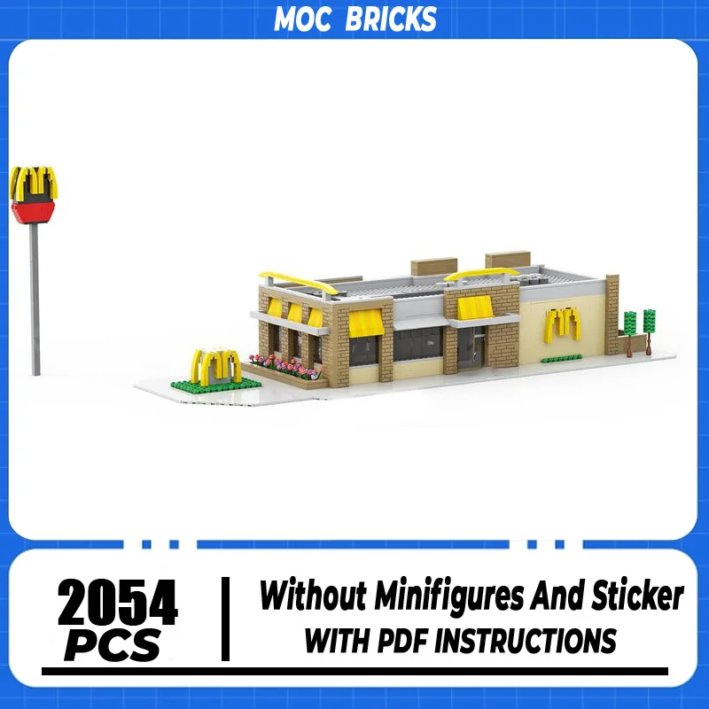 

Moc Building Bricks M'Golden Arch Модель здания Технологии Модульная городская модель с видом на улицу Блок-игрушка Праздничные объявления Подарки