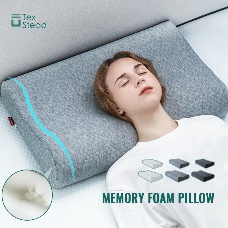 Memory Foam Wave Contour Pillow, Air Layer Breathable Cover, Slow Rebound Ergonomic Neck Support for Pain Relief & Deep Sleep