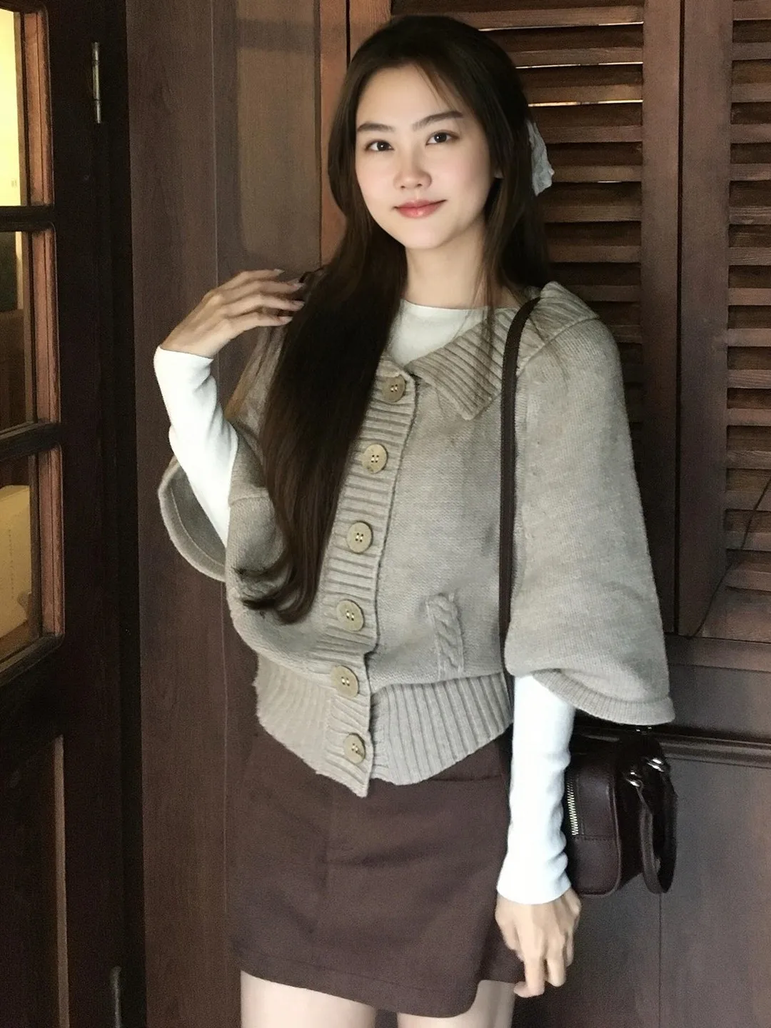 

Laid-ba Sle Knitted Coat Women's Casual Versatile Mid-Sve Knitted Open Cardigan 2026 New Leisure Faion Korean Loose Fit