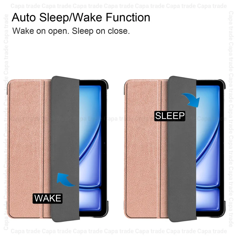 Auto Sleep/Wake-up For Funda Apple iPad Air 11 (2024) Smart Case A2902 A2899 Tri-folded Stand Cover with Hard Back Shell