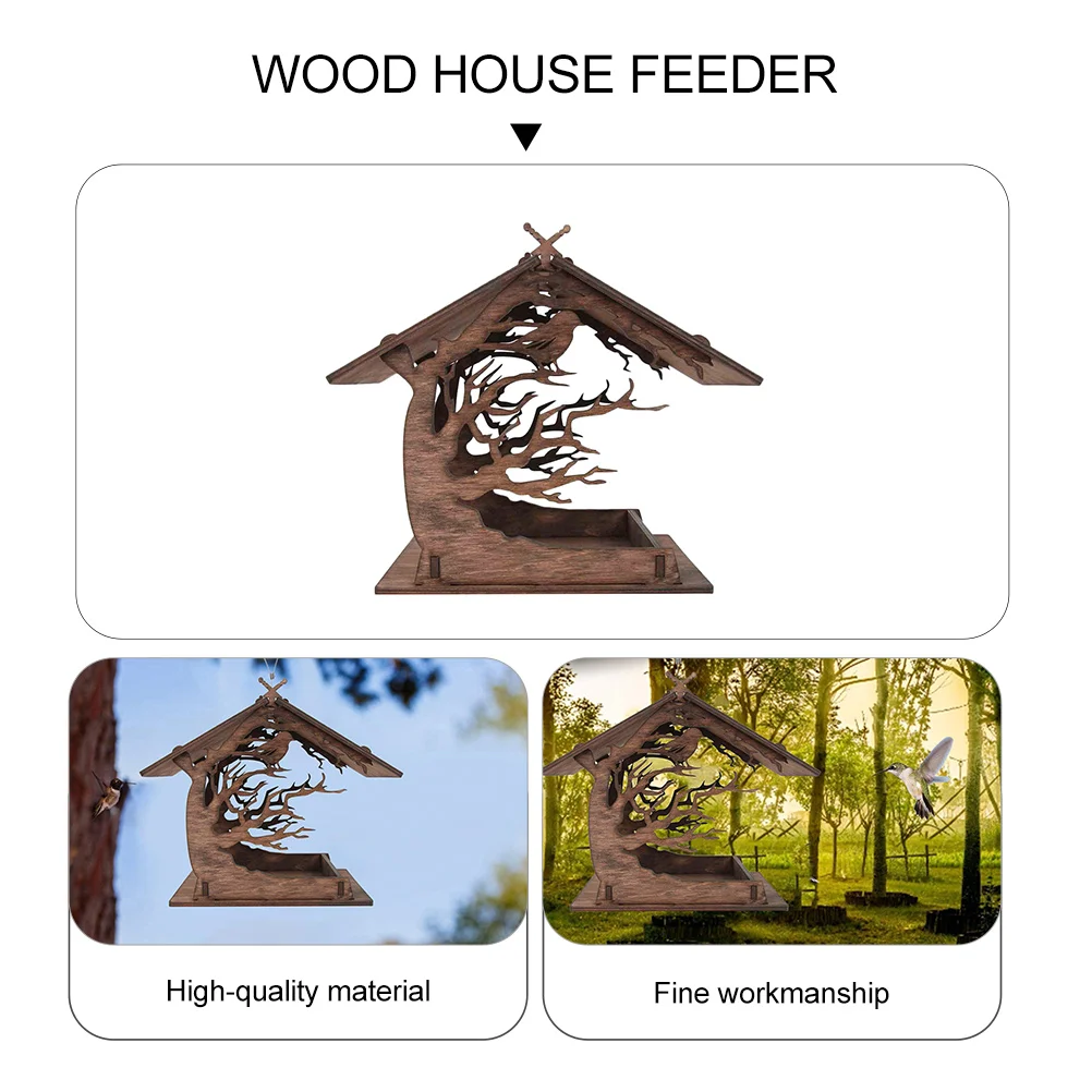 

Wooden Bird Feeder House Decorative Garden Yard Outdoor Squirrel Proof Container Durable Easy Clean Birdhouse Nest Home Pet