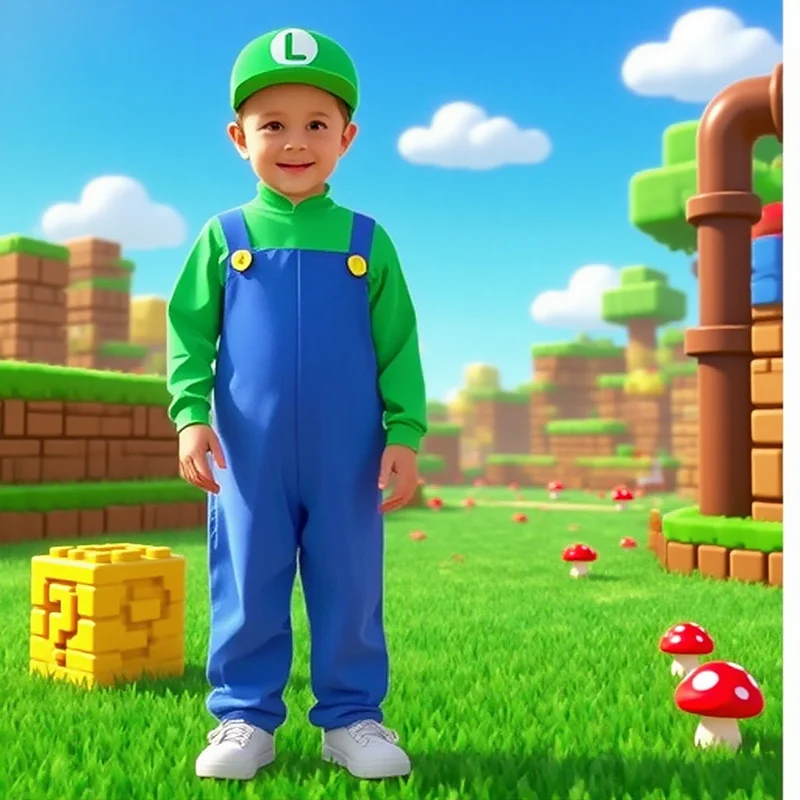 Plumber Costume Cosplay Outfit Bodysuit Children's Clothes Stage Performance Overalls Funny Sets Boy Girl Anime Role Play Outfit