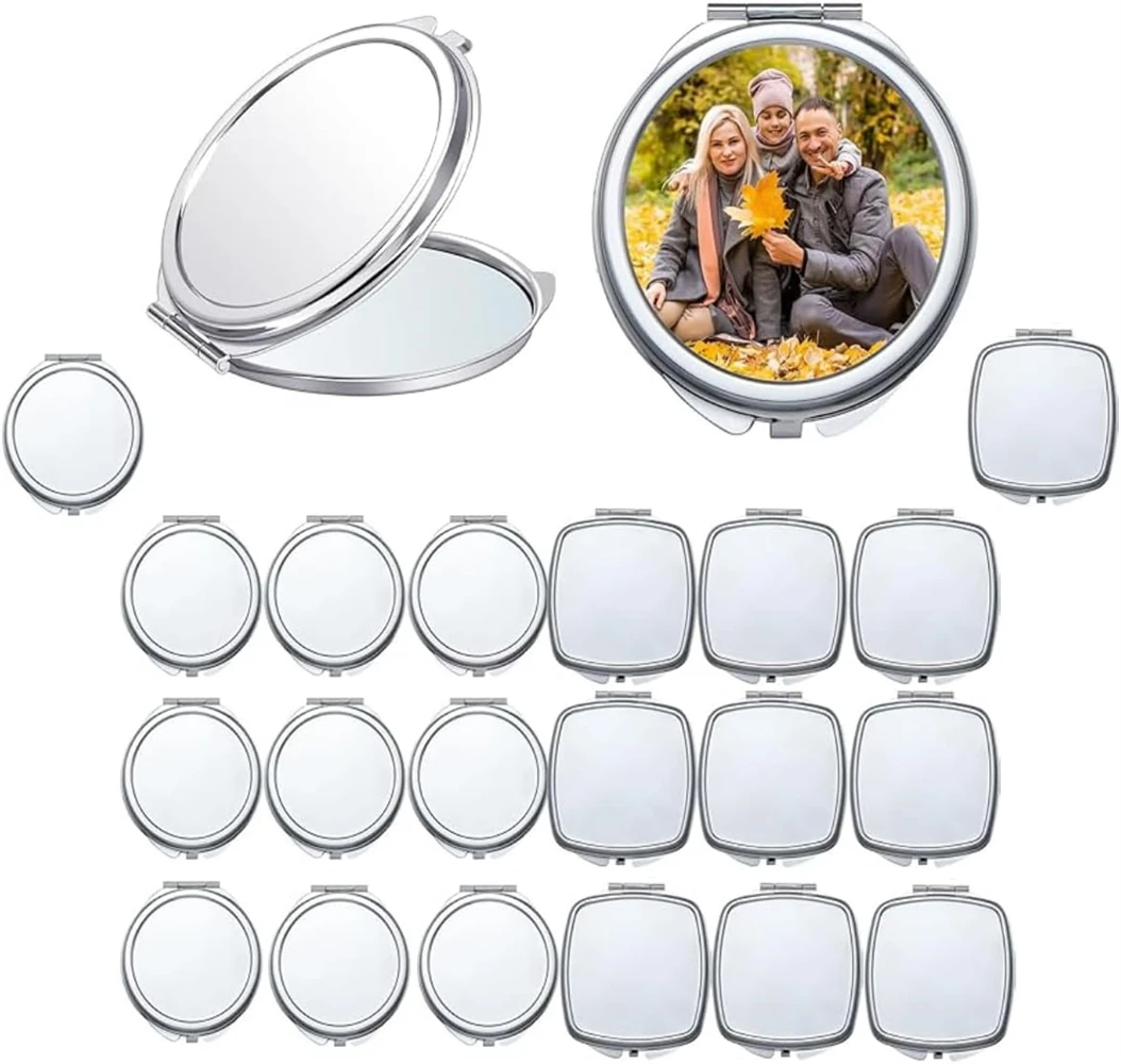 20 Pcs Sublimation Blanks Compact Mirror Bulk Small Gifts for Women DIY Heat Transfer Print Folding Pocket Makeup Mirror