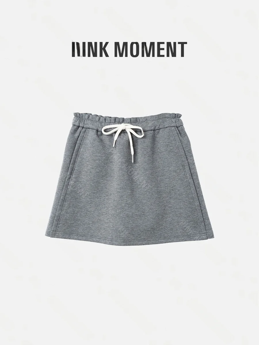 

ey Lyrical Ruffle Waist Casual Comfortable Dstring A-Line Skirt High Waist Cotton Blend Fabric Breathable Skin-Friendly