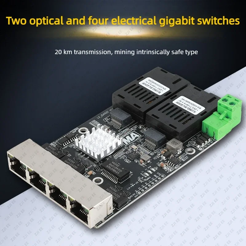 ViVaSLX-IS4G2C Grade Gigabit 2-optical Four-electric Switch Module Intrinsically Safe Wide Voltage POESC Optical Port For Coal M