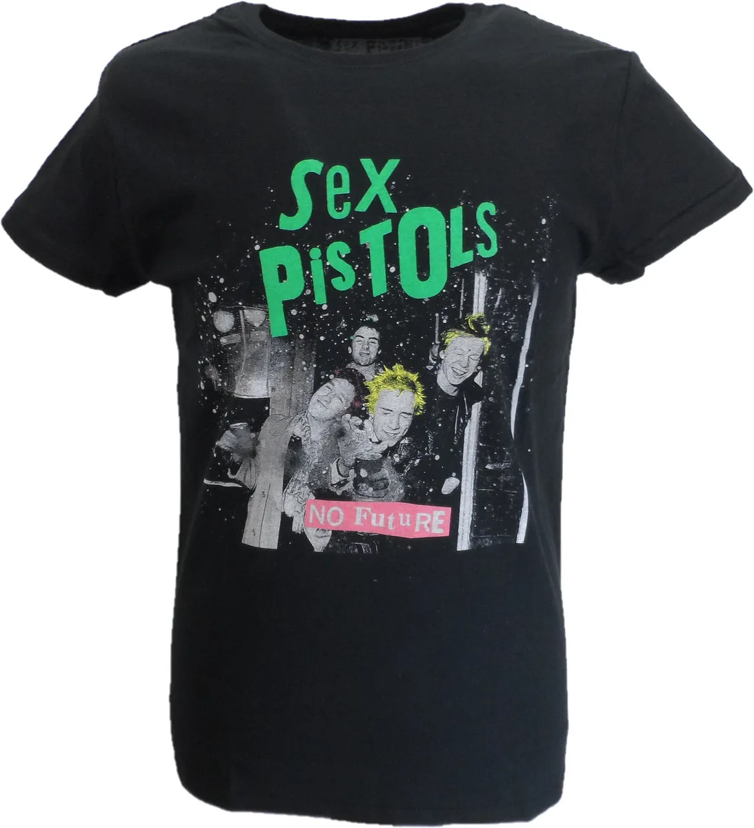 Mens Black Official Sex Pistols Band Pic T Shirt