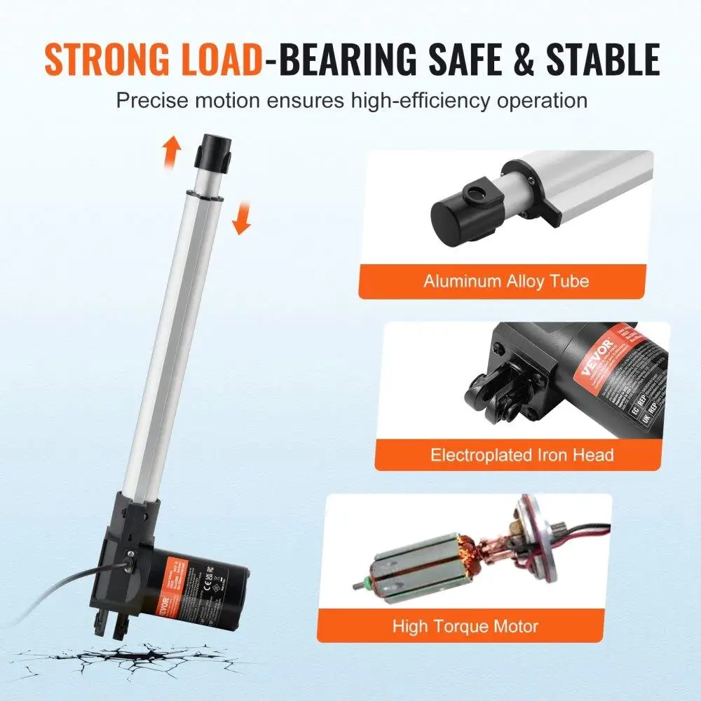 Attuatore lineare per impieghi gravosi 12V 12 pollici 1320LBS 6000N 0.19in/S staffa di montaggio IP44 per carico di macchinari industriali