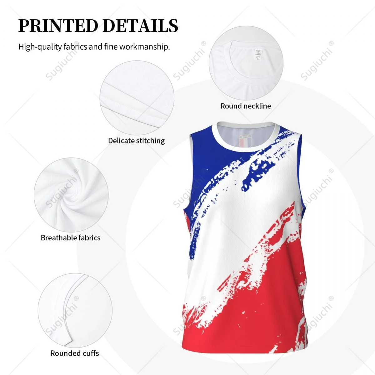 Men Basketball Sports France Flag Running Fitness Multifunction Jersey Sleeveless shirt Custom Name Nunber Exclusive