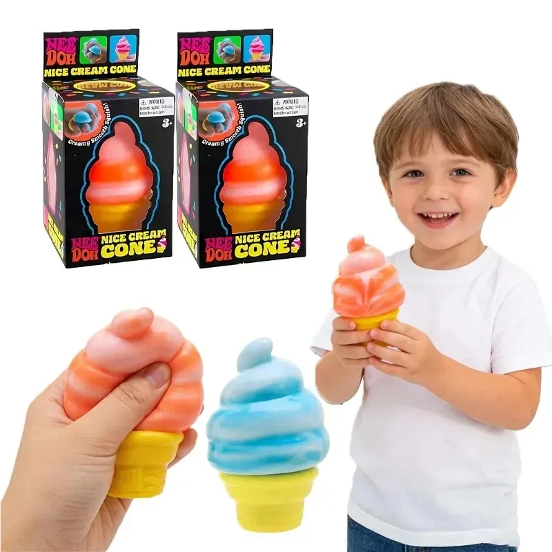 New Schylling Needoh Ice Cream Sensory Toy, Squeeze Stress Relief Blocks, Stress Reduction, Puzzle Solving Emotional Regulation.