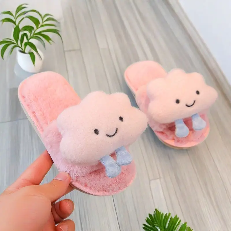 2026 Winter Essential Fluffy Open Toe Slippers for Kids Indoor Outdoor Warmth Stylish Family Pair with Non Slip Design Slippers view 5