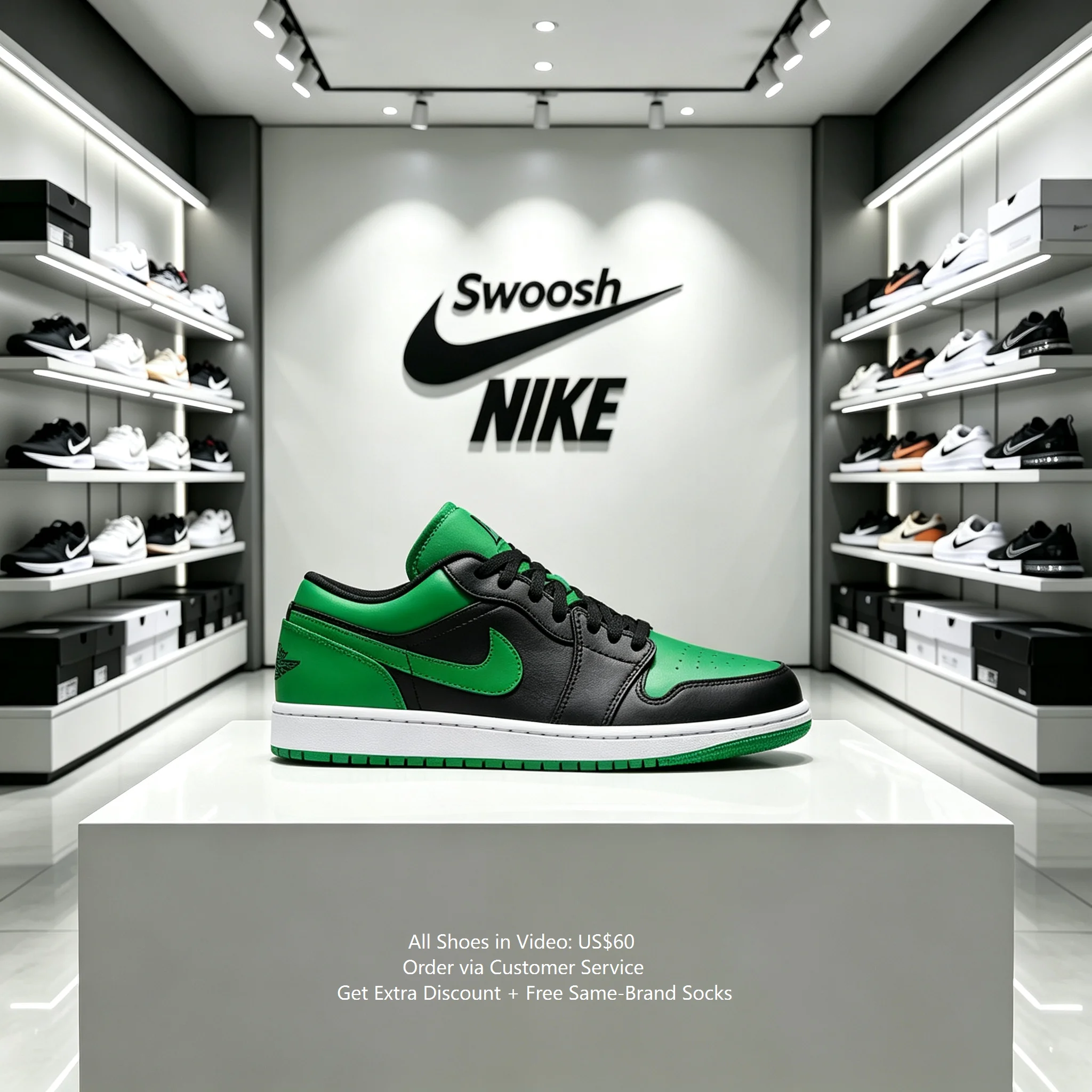 Nike Air Jordan 1 Low Lucky Negro y Verde, Zapatillas de Baloncesto Retro Unisex 553558-065