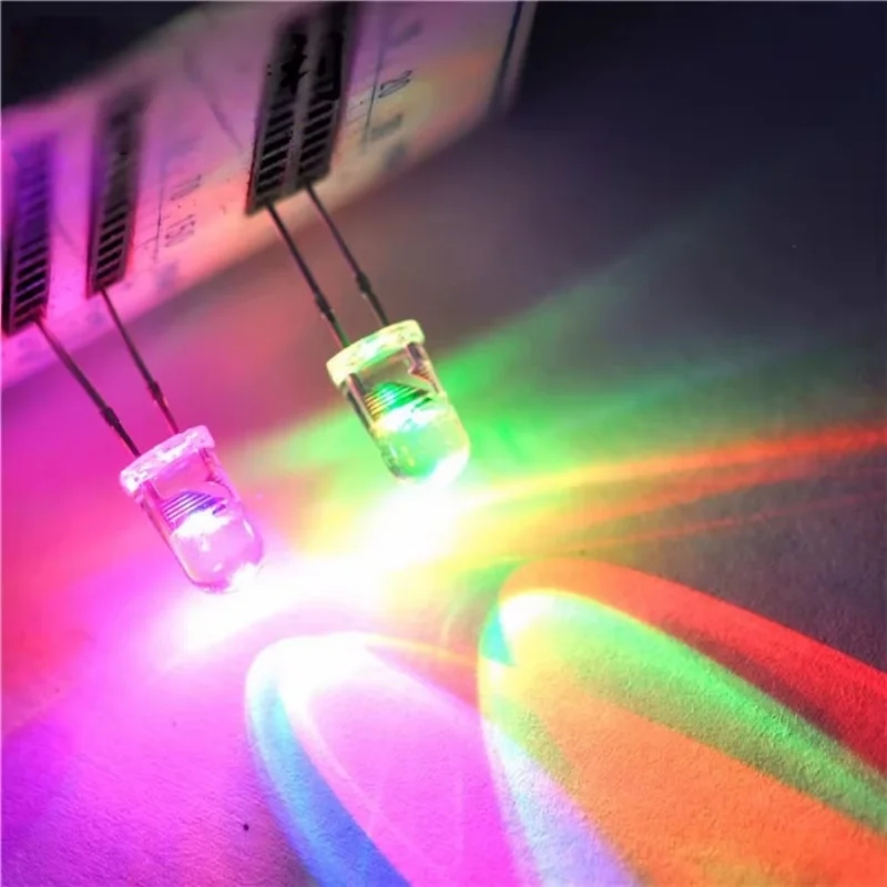 

50pcs 5mm ultra high brightness rainbow flash slow flashing alternating LED light emitting diode automatic flashing F5 LED bead