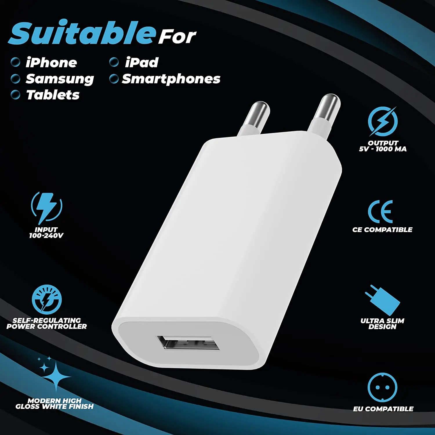 10-20Pcs Portable 5V 1A Eu US AC Usb Wall Charger Travel Power Adapters For Phone 7 8 Xr  Samsung Huawei Charger Plug