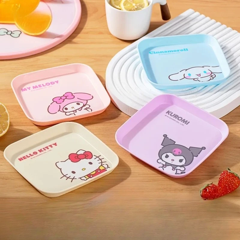

Kawaii Hello Kitty Plate Cute Cartoon Table Garbage Tray Spitting Bone Travel Board Kitchen Supplies Girl Student Gift Wholesale