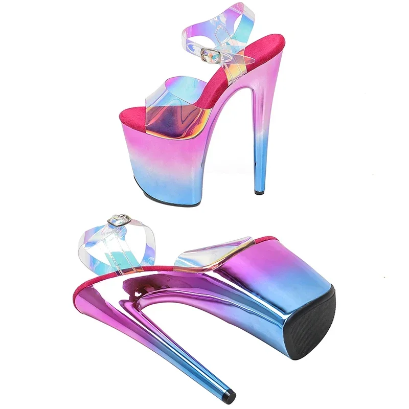 Leecabe 20cm/ 8 inci TPU platform atas sandal hak tinggi stripper sepatu dansa tiang tumit