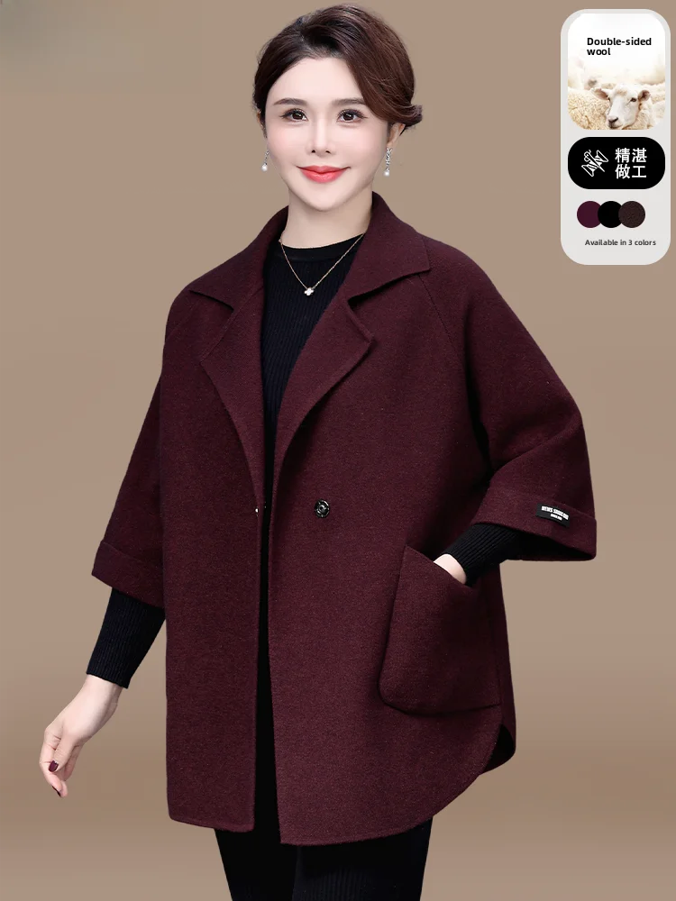 

Autumn Winter Woolen Coat Medium Length New Chinese Sle 2024 New Winter Clothes for Middle-Aged Women Faion Loose Fit