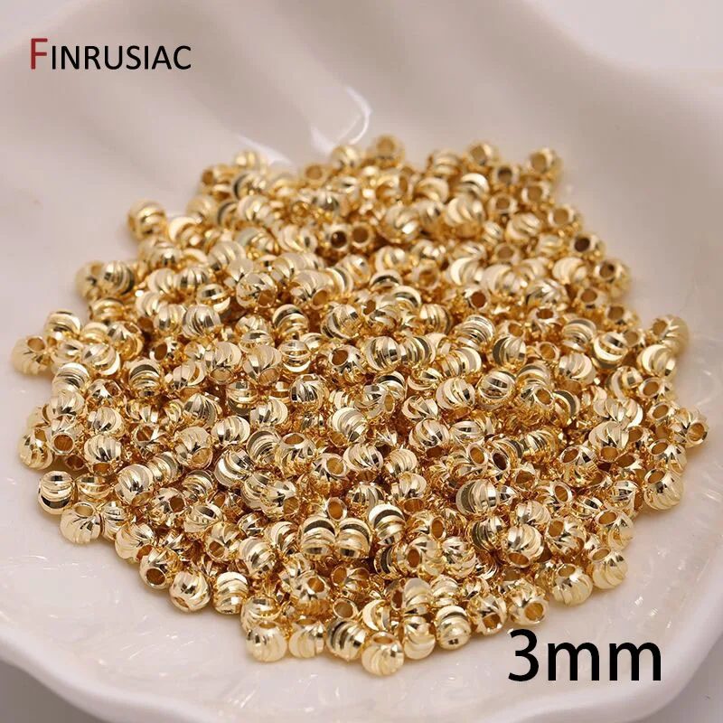 18 Karat vergoldete, gestreifte Blumenperlen, Trenner für Perlen, 2,5/3/4 mm Armband-Abstandsperlen, Schmuckherstellung, DIY-Zubehör