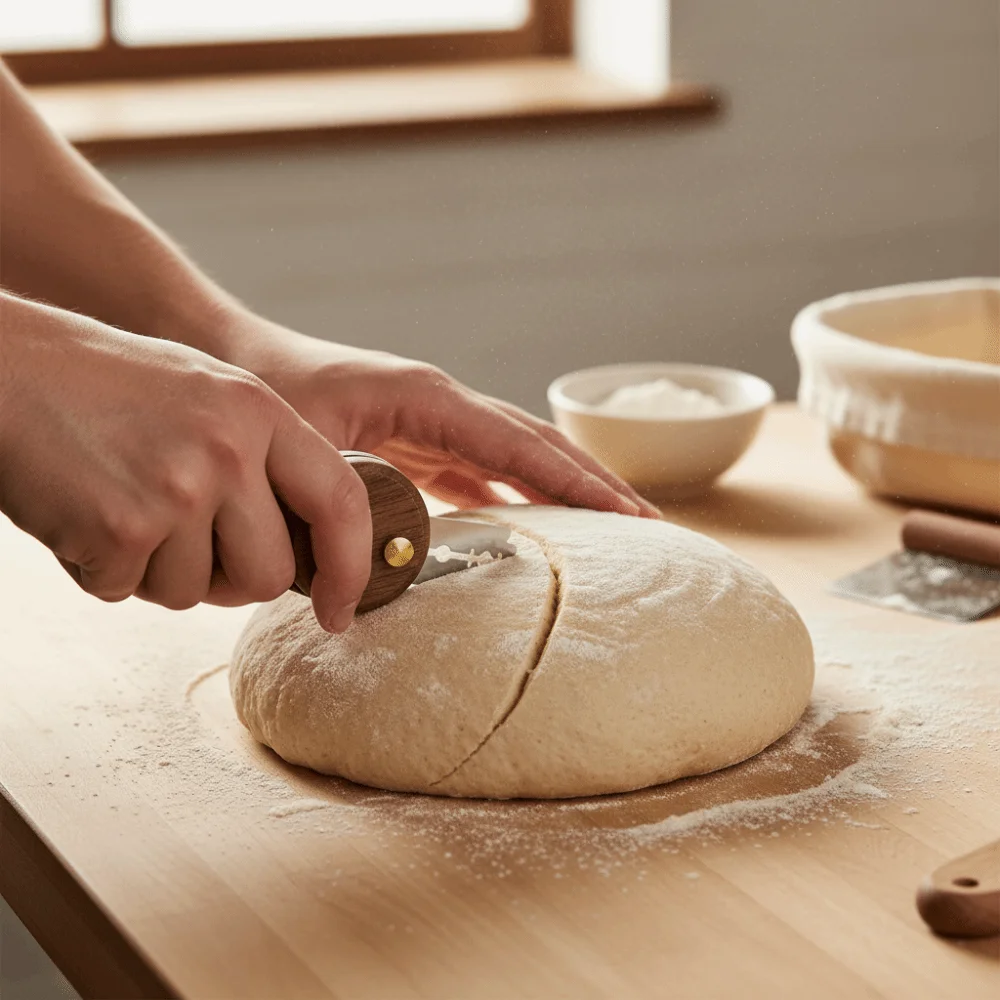Folding Wood Handle Bread Lame Detachable with 5 Replaceable Blades Dough Scoring Cutter Vintage Professional