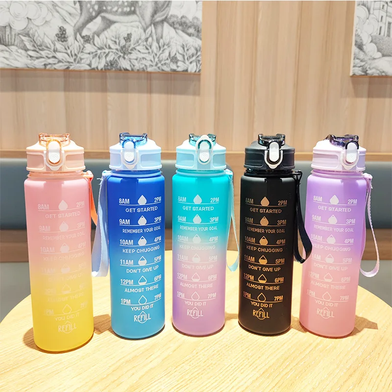 800ML Large Capacity Sports Water Bottle Leak Proof Plastic Drinking Cup With Scale Suitable For Travel Fitness Leakproof