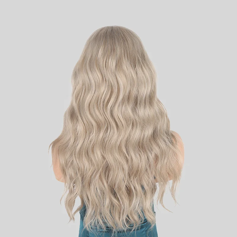 SNQP-peluca larga y rizada para mujer, pelo gris plateado, resistente al calor, fibra de alta temperatura, 65cm