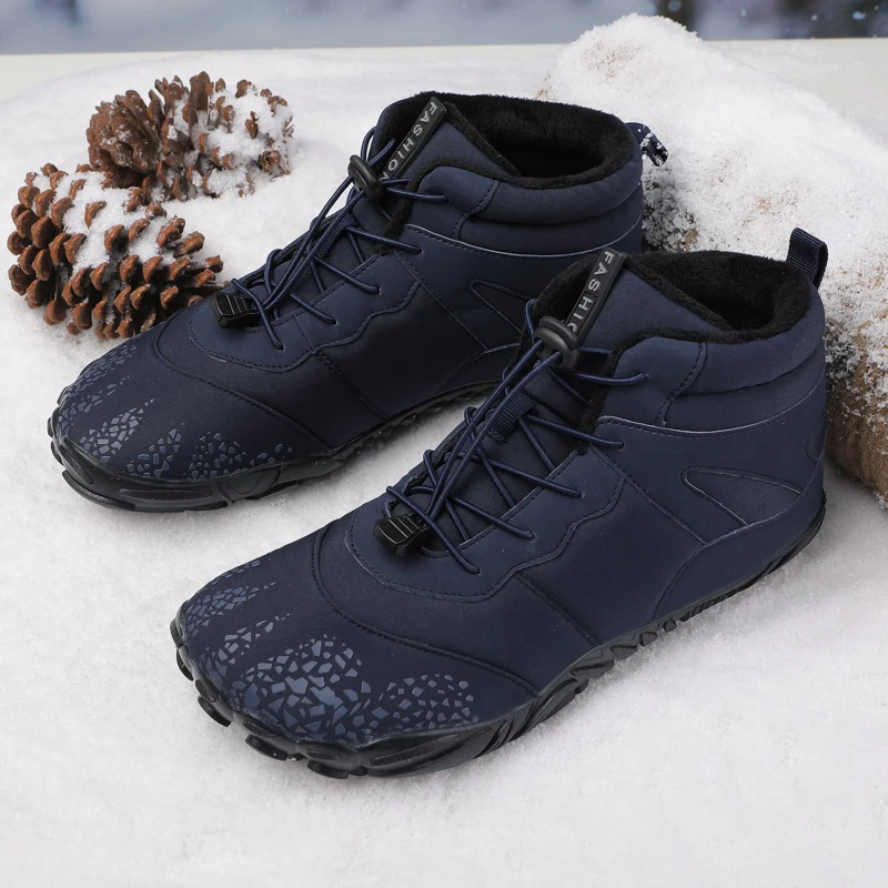 Men's Hiking Boot Winter Snow Boots Women's Warm Cotton Shoes Plush Ankle Waterproof Snow Boots Warm Lined Non Slip Hiking