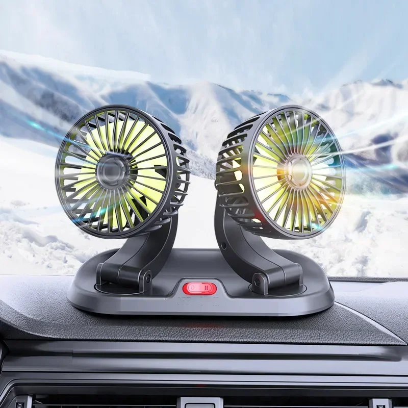 

Portable Double Head Car Fan 360 Degree Rotating Car Automatic Air Cooling Fan USB Air Circulation Fan Dashboard Car Electronics