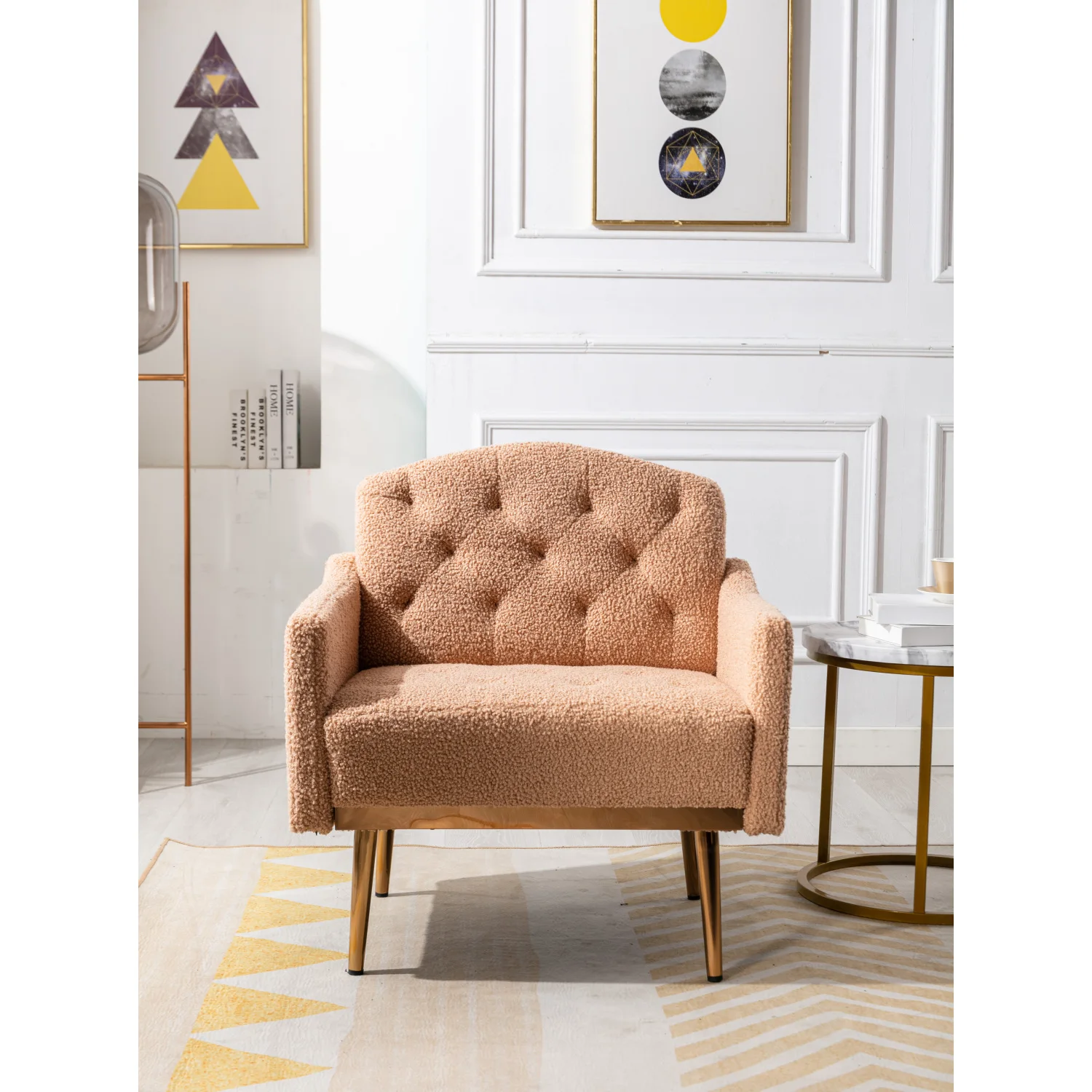 COOLMORE Accent Chair ,leisure single sofa with Rose Golden feet