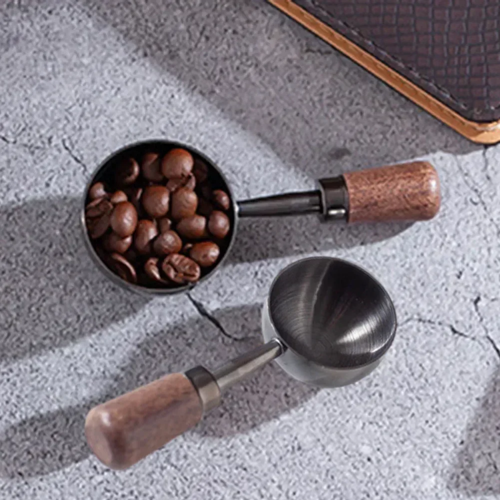 1 Pcs Walnut Wooden Measuring Spoon Scoop Coffee Beans Bar Kitchen Home Baking Tool Measuring Cup Measuring Tools For Kitchen