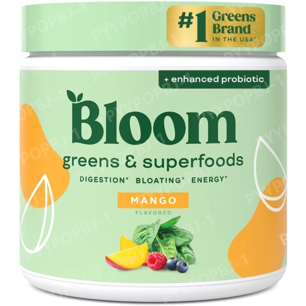 Superalimento Verde Bloom Nutrition | Mezcla de Super Greens en Polvo para Jugos y Smoothies | Probióticos de Alimentos Completos (Espirulina Orgánica)