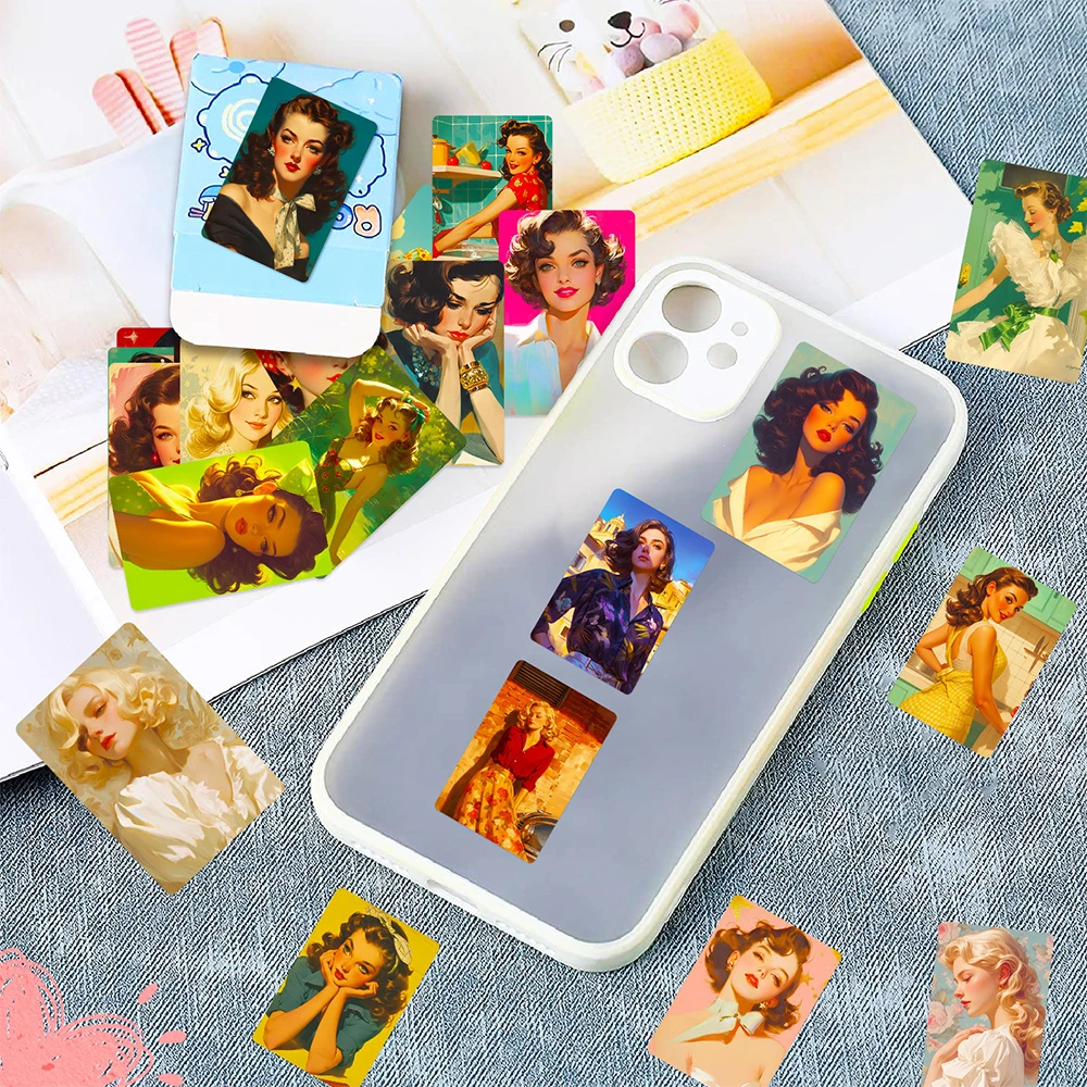 10/30/50pcs Retro Sexy Pinup Girl Poster Style Stickers Waterproof Graffiti DIY Phone Case Luggage Diary Adult Decals Decoration