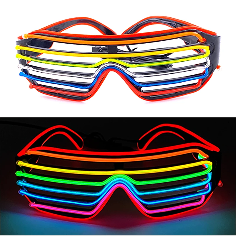 

LED 7 Colors Rainbow Glasses Fluorescent Party Birthday Halloween Holiday Christmas Shutter Glasses Gift Flashing Piñatas Toy