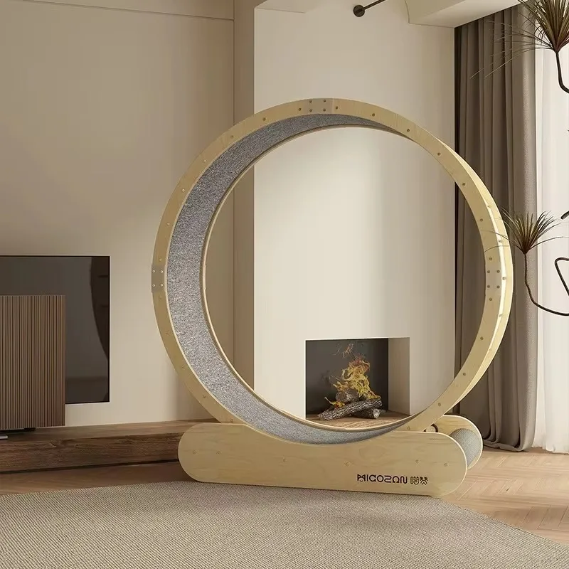 Luxury Cat Running Wheel Birch Wood Craft Multi-Layer Board Kraft Paper Rope Column Pet Exercise Interactive Toy Cat Treadmill