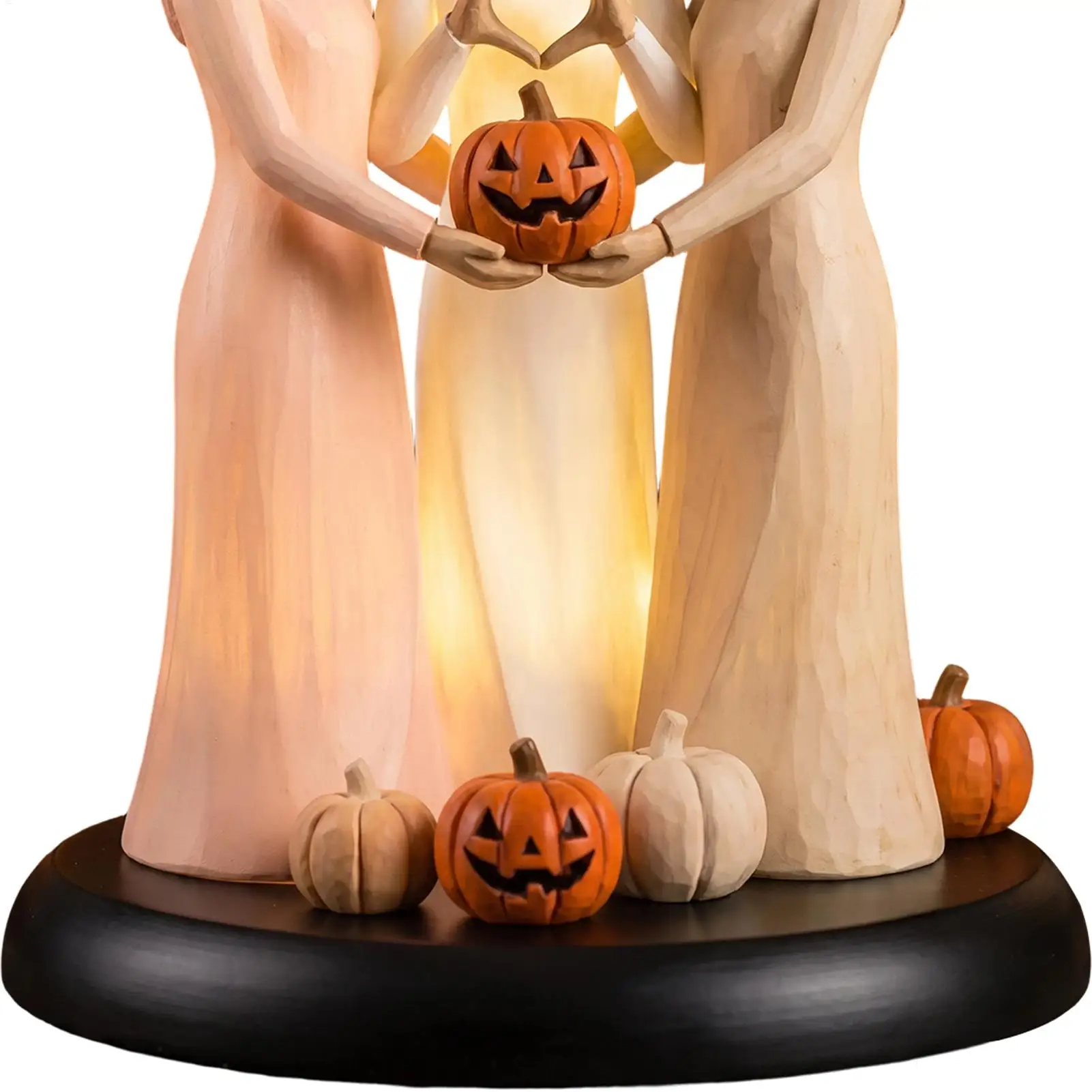 Friendship Figurines For Women With LED Lights Fall Halloween Pumpkin Three Sisters Figurine Fall Decor For Home Bedroom Living