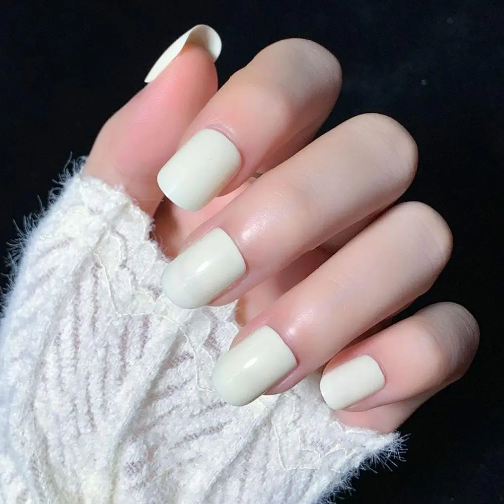 Fashion Wearable French Fake Nails Removable Rhinestone Full Cover Square ﻿ Nail Head Art False Nail Gradient Girls K6L4