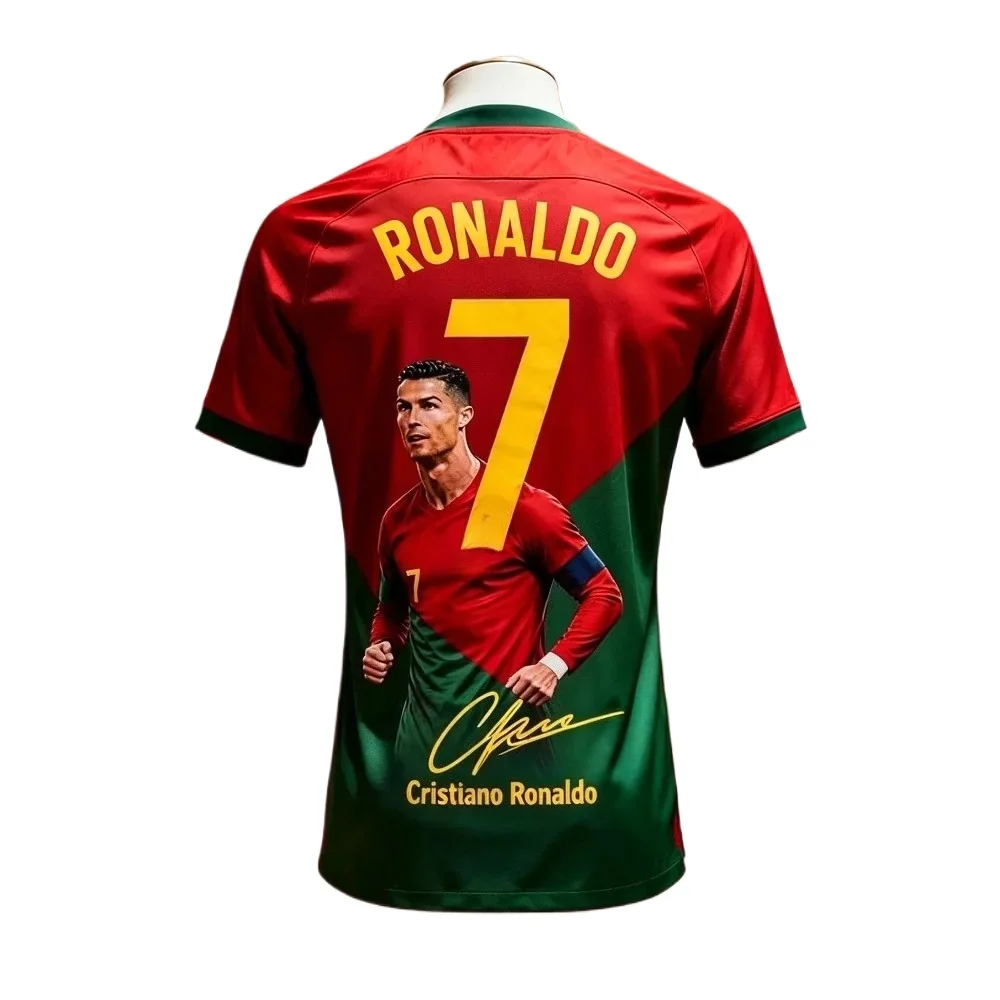 Ronaldo's New Popular Summer 3D Football Jersey Men's T-shirt Is Highly Sought After and Suitable for Both Daily Outdoor Wear