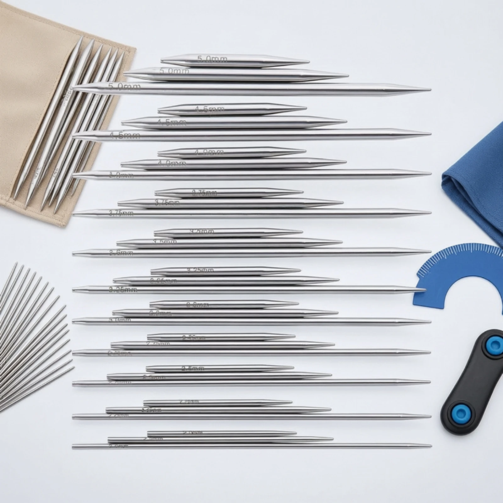 Knitting Needle Set Polished Interchangeable Knitting Tool Long-Lasting Rust-Resistant for Knitters, Craft Room