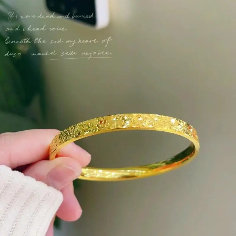 Gold Plated Bangle With Sparkling Crushed Ice Texture And Comfort Fit Design Perfect For Daily Wear Anniversary Party Gift A-J