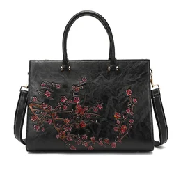 MOTAORA Large Capacity Leather Women Handbags For Woman Vintage Embossed Shoulder Bag Ladies Messenger Floral Female Tote Bags