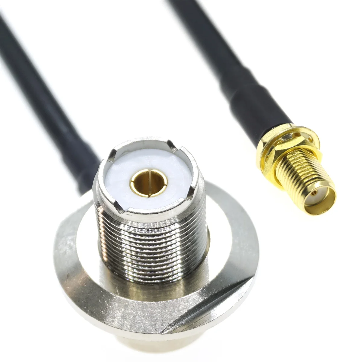 15CM 30CM 50CM 72CM 1M 2M 3M SMA female to UHF female Bulkhead Right Angle RG58 RF Coaxial Cable Antenn Wifi jumper Brass 50ohm