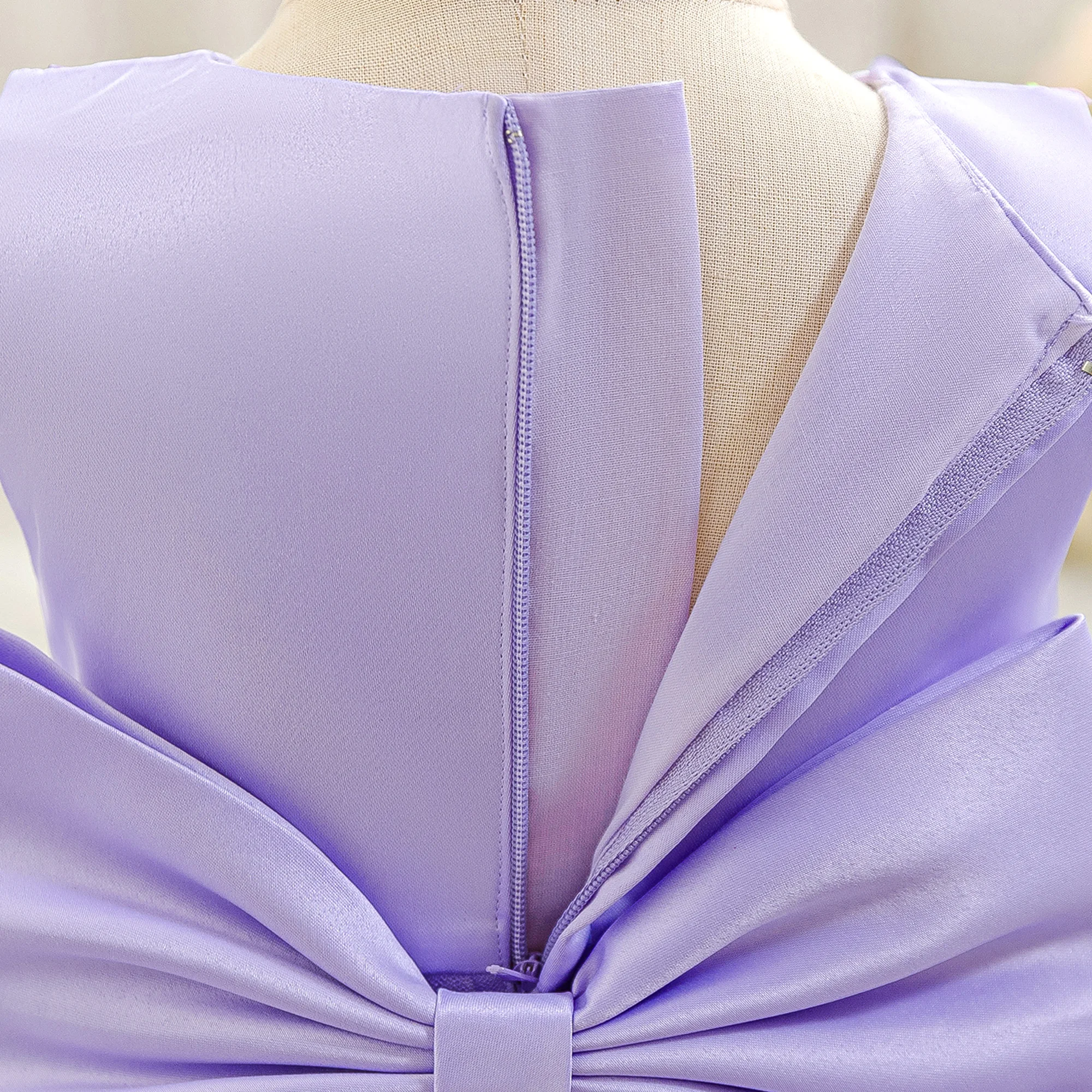 Baby Mädchen Kleid mit Blumenstickerei, Elegantes Schleifenkleid für Hochzeit, Prinzessinnen-Abendkleid für Taufe und Festlichkeiten – Detail 8