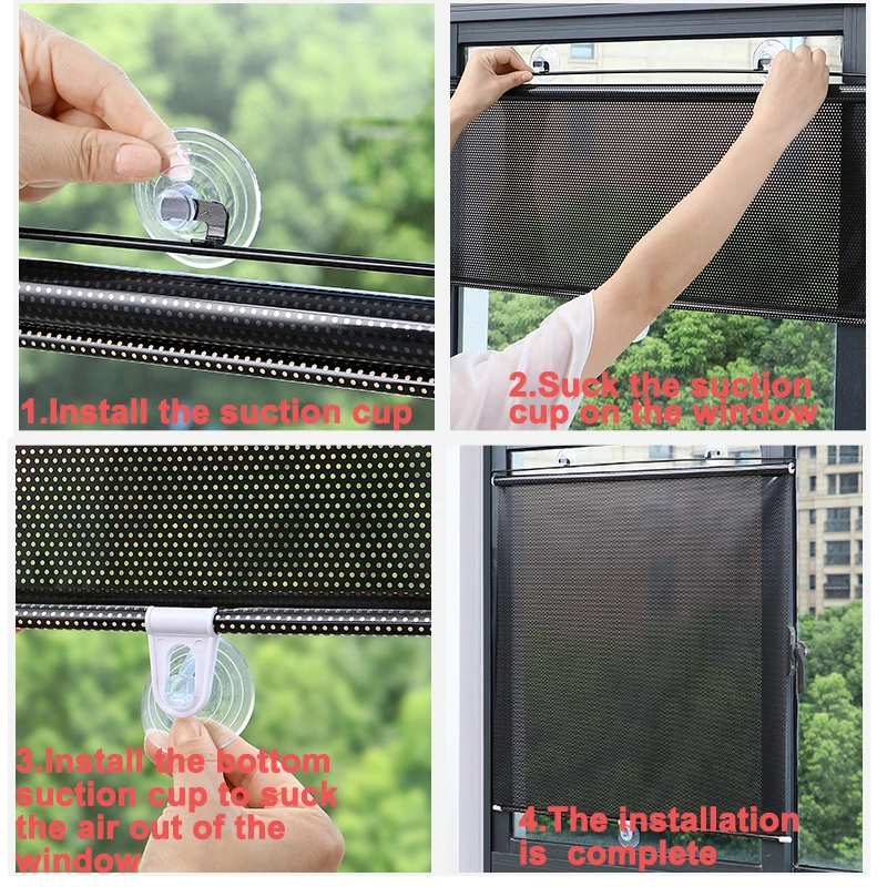 Sunshade Roller Blinds Blackout Curtains Car Windows Office Balcony Thermal Insulation Bathroom Sunscreen Anti-Light Artifact