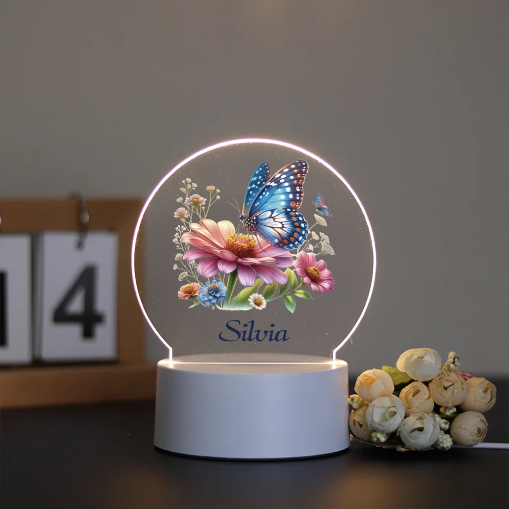 1pc Pretty Christmas dwarfs with Lovely Witch UV Print Customized Name Visual Night Light 3d Illusion Night Lamp Kid Room Decor