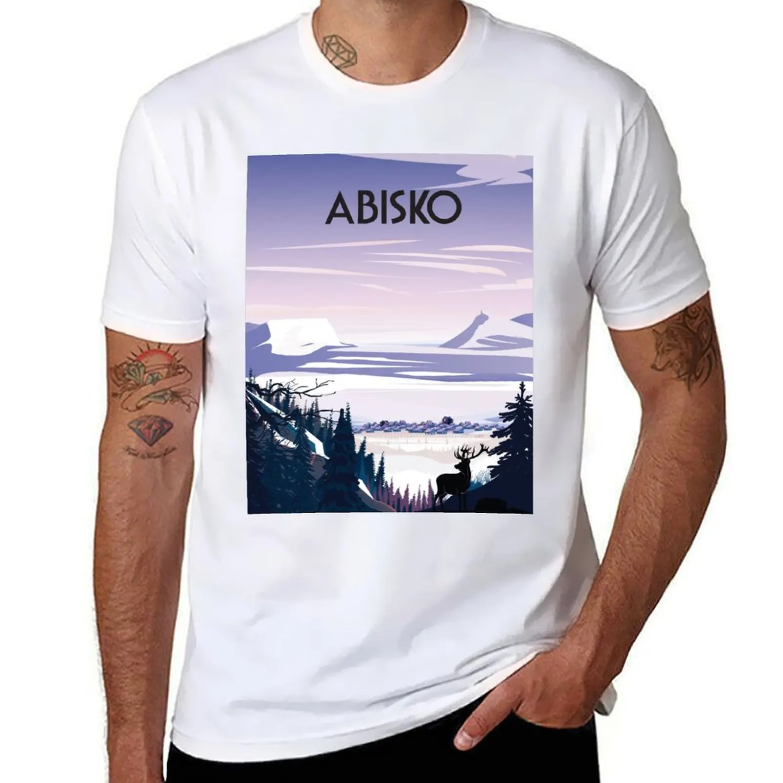 

Abisko sweden landscape poster T-Shirt man t shirt heavy cotton t shirts for man cotton funny man t shirt summer T-Shirt