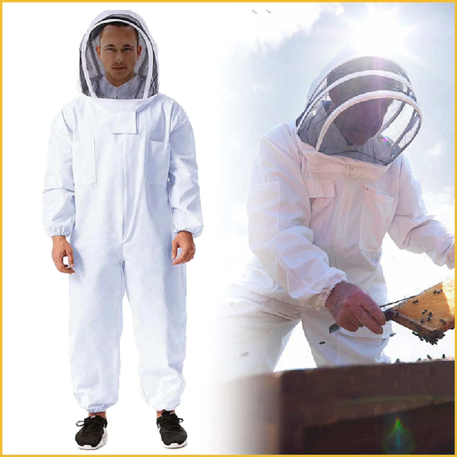 

ZK40 Professional Bee Suit Comfortable Breathable White Double Side Large Pocket Beekeeping Outfit for Beekeeper L