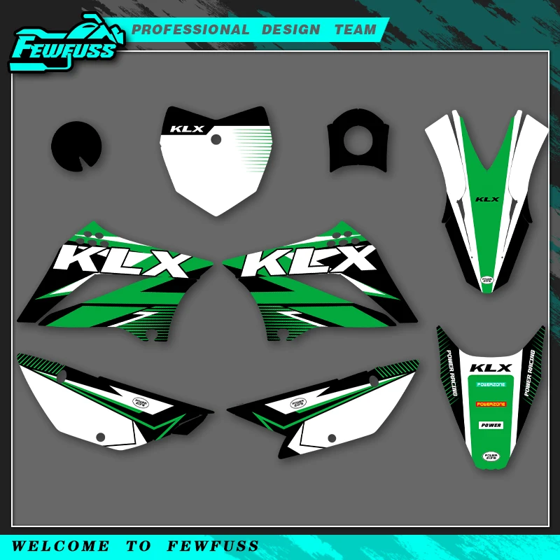 

Fewfuss For KAWASAKI KLX 110 KLX110 2010 - 2015 2016 2017 2018 2019 2020 Full Graphics Decals Stickers Number Name Custom