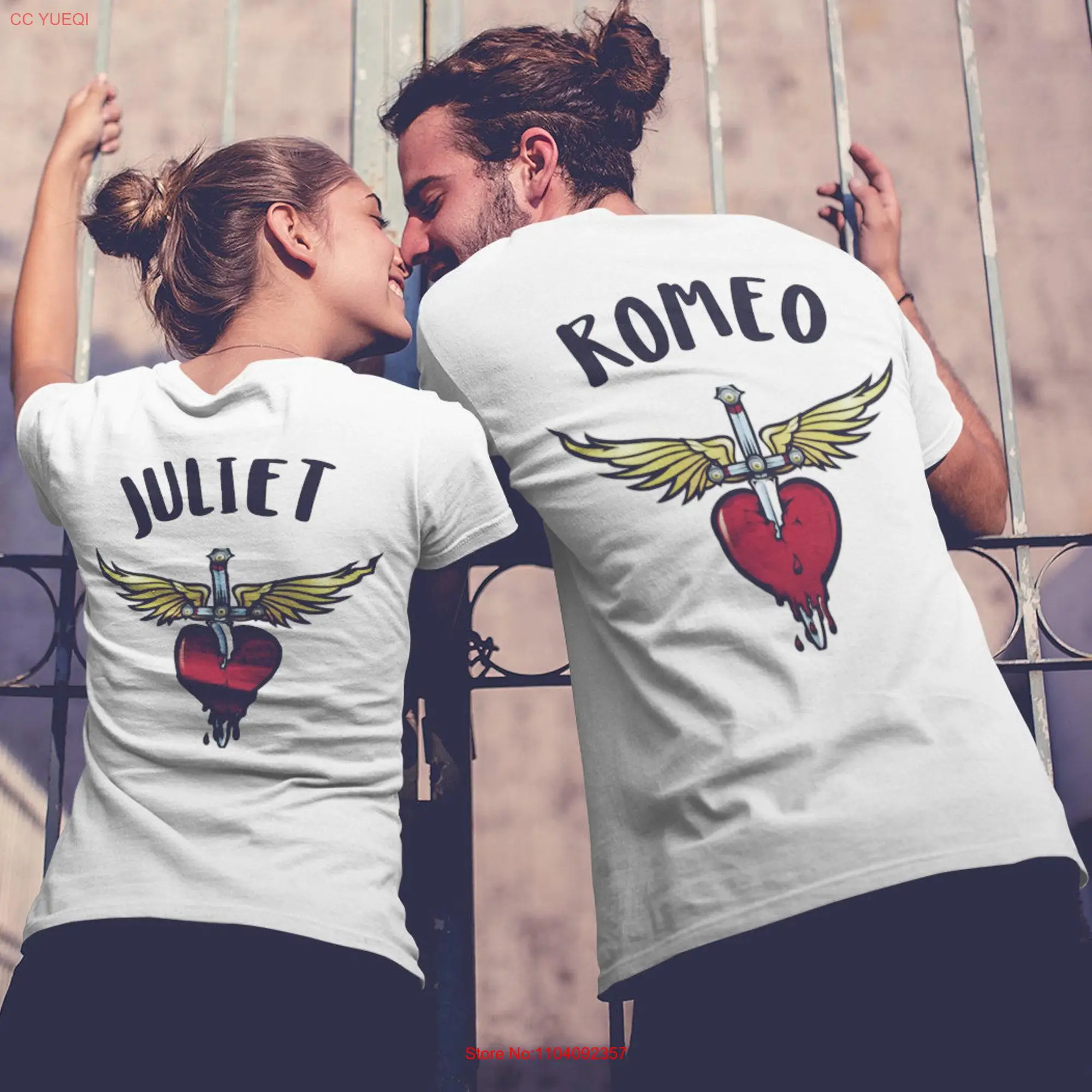 Romeo Juliet Back Logo Trendy Couple Matching  Cotton T Shirt Top long or short sleeves