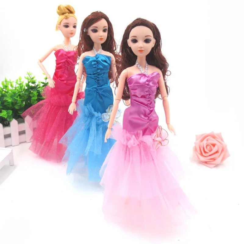 Dressed Doll Beauty Fishtail Dress Multi Layer Mesh Dress Slim Fit Long Dress Doll Dressed Toy Accessories